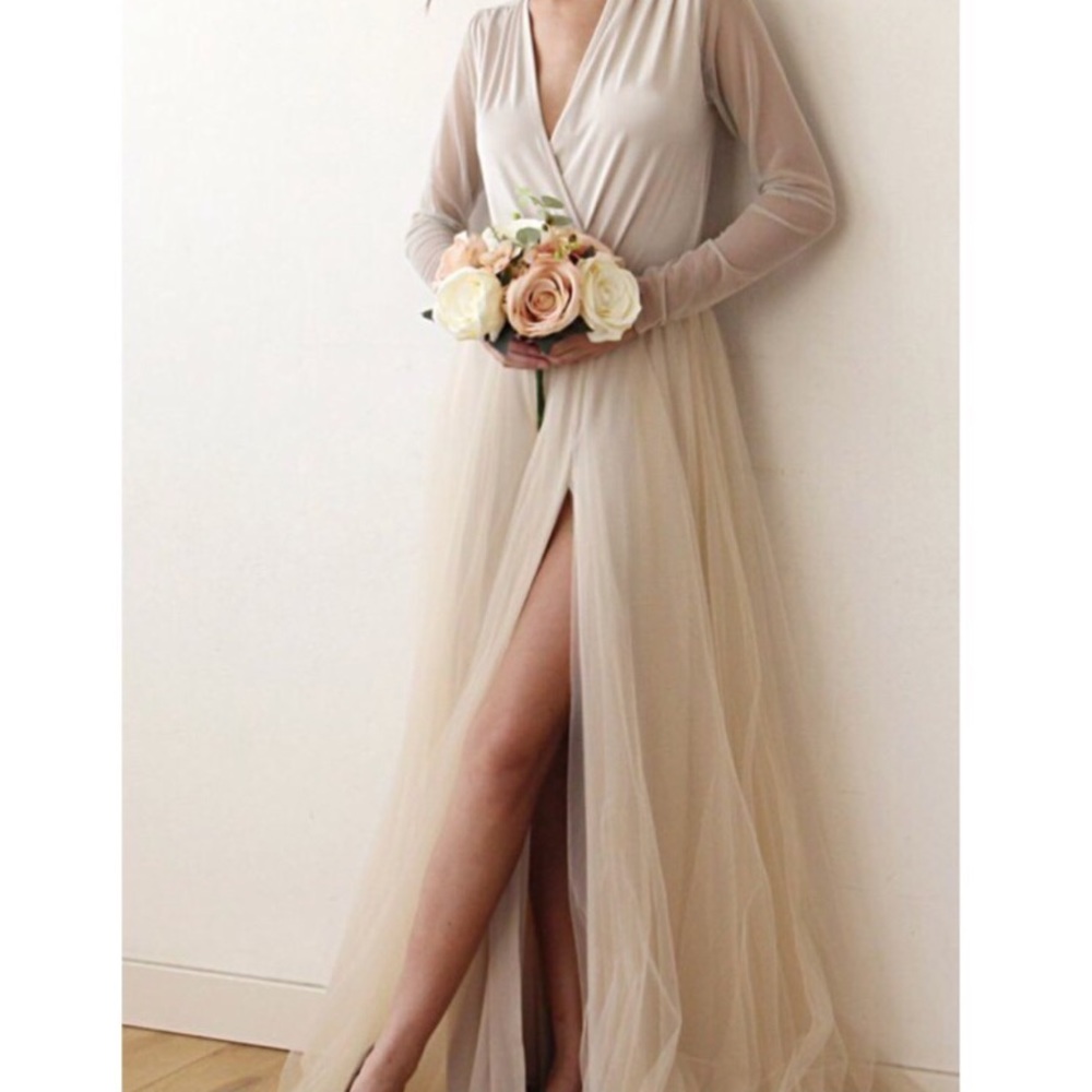 Biege/Champagne Tulle and Chiffon Dress
